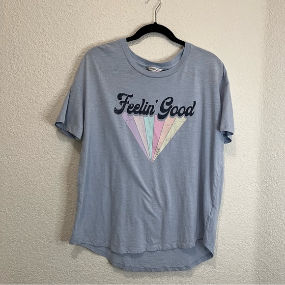 WildFox Feelin Good Light Blue Graphic Tee Short Sleeve Top Womens Size L - Picture 8 of 8